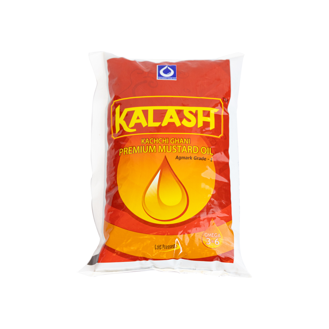 Kalash Kachi Ghani Pure Mustard Oil, 1L Pouch