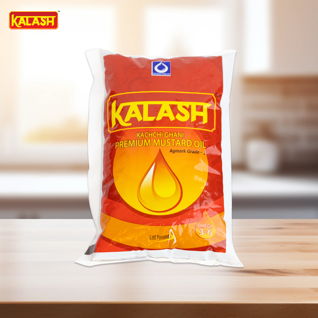 Kalash Kachi Ghani Pure Mustard Oil, 1L Pouch
